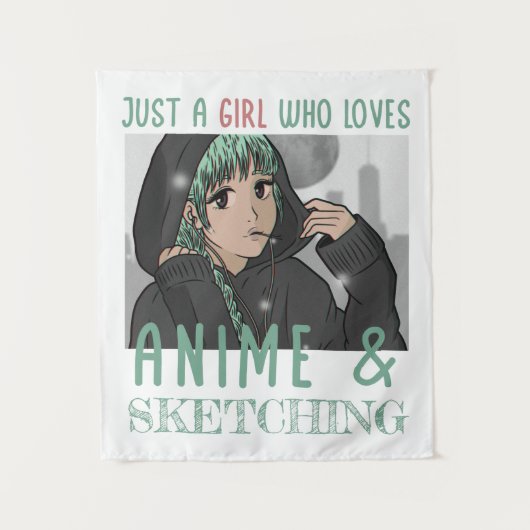 アニメやスケッチが大好きな女の子 タペストリー (正面)