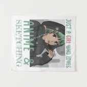 アニメやスケッチが大好きな女の子 タペストリー (正面(横))