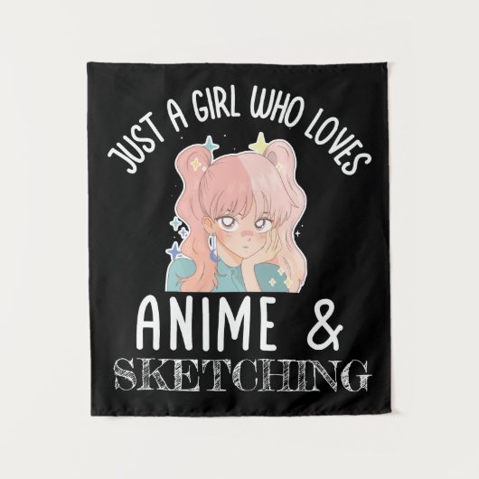 アニメやスケッチが大好きな女の子 タペストリー (正面)