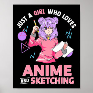 アニメやスケッチが大好きな女の子 ポスター