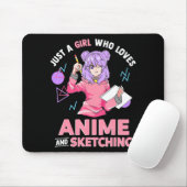アニメやスケッチが大好きな女の子 マウスパッド (マウス)