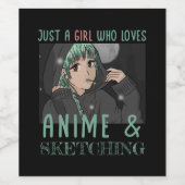アニメやスケッチが大好きな女の子 ワインラベル (シングルラベル)