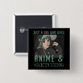 アニメやスケッチが大好きな女の子 缶バッジ (正面&裏面)