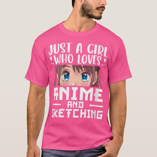 アニメやスケッチが大好きな女の子 Tシャツ (正面)