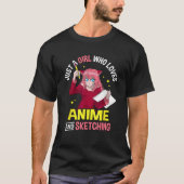 アニメやスケッチが大好きな女の子。 Tシャツ (正面)