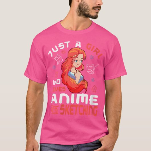 アニメやスケッチが大好きな女の子 Tシャツ (正面)