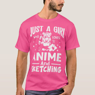 アニメやスケッチが大好きな女の子 Tシャツ