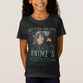 アニメやスケッチが大好きな女の子 Tシャツ