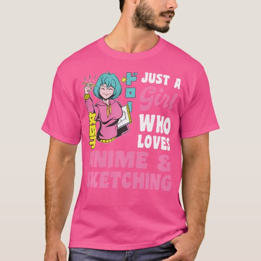 アニメやスケッチが大好きな女の子 Tシャツ (正面)