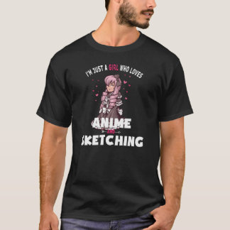 アニメやスケッチが大好きな女の子 Tシャツ