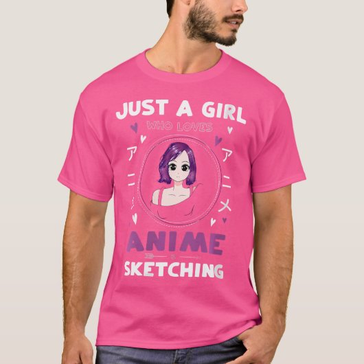 アニメやスケッチが大好きな女の子 Tシャツ (正面)