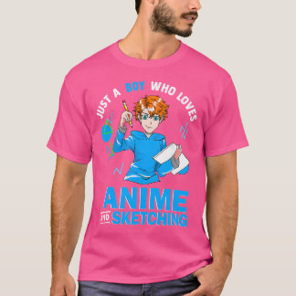 アニメやスケッチが大好きな少年 Tシャツ