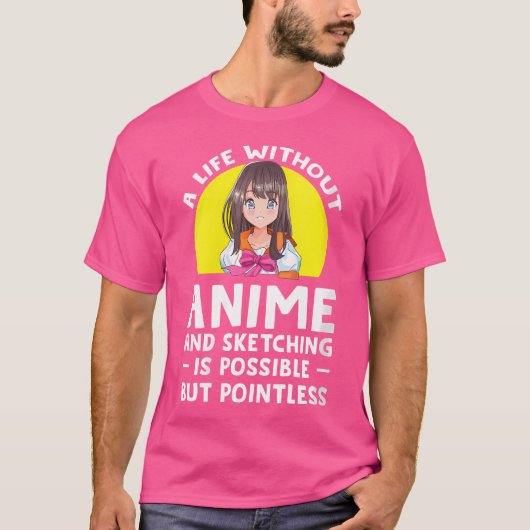 アニメやスケッチなしの女性のスケッチ Tシャツ (正面)