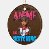 アニメやスケッチのかわいいが大好きな女の子 セラミックオーナメント (左)