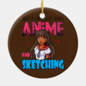 アニメやスケッチのかわいいが大好きな女の子 セラミックオーナメント (裏面)