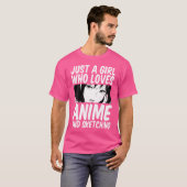 アニメやスケッチのファンアートが大好きな女の子 Tシャツ (正面フル)