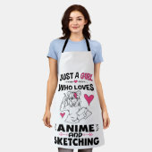 アニメやスケッチの女の子が大好きな女の子 エプロン (着用した状態)