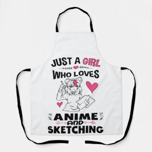 アニメやスケッチの女の子が大好きな女の子 エプロン