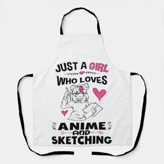 アニメやスケッチの女の子が大好きな女の子 エプロン (正面)