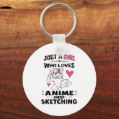 アニメやスケッチの女の子が大好きな女の子 キーホルダー (正面)