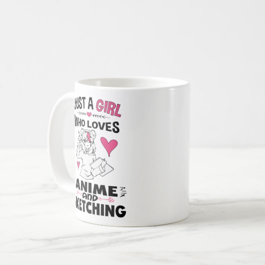 アニメやスケッチの女の子が大好きな女の子 コーヒーマグカップ (正面左)