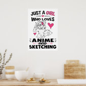 アニメやスケッチの女の子が大好きな女の子 ポスター (キッチン)