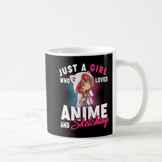 アニメやスケッチを愛する女の子に コーヒーマグカップ (右)