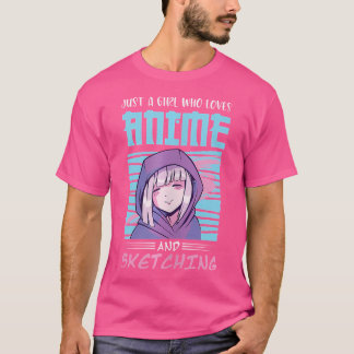 アニメやスケッチスケッチアニメが大好きな女の子 Tシャツ