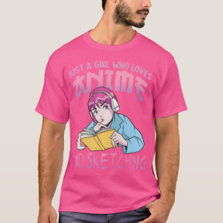 アニメやスケッチングシャツが大好きな女の子 Tシャツ