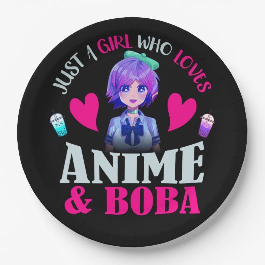 アニメやボバが大好きな女の子 ペーパープレート (正面)