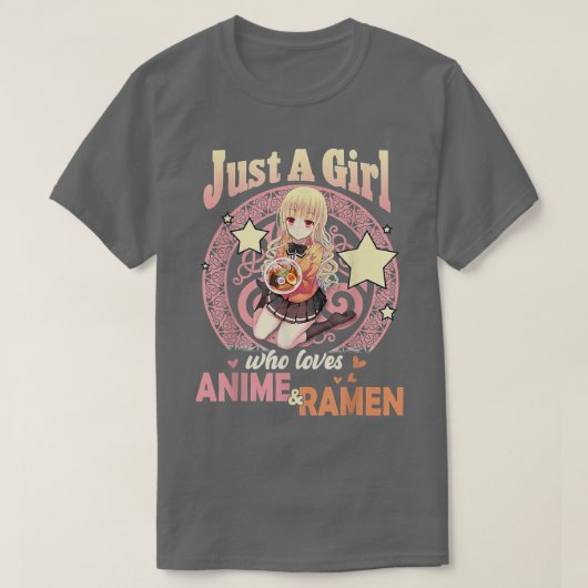 アニメやラーメンが大好きなジャパニーズの女の子 Tシャツ (デザイン正面)