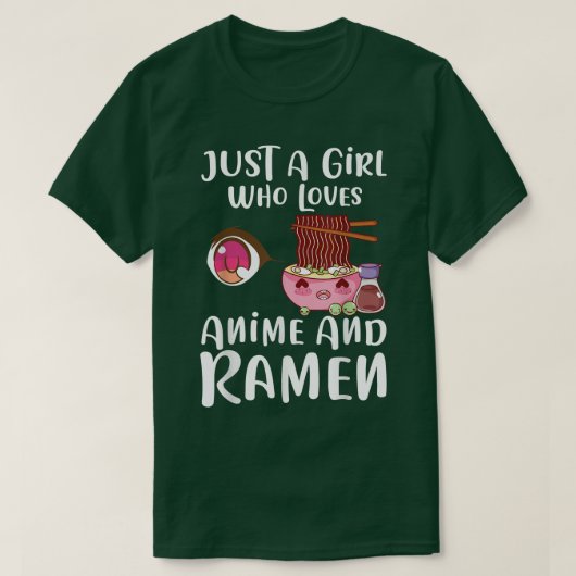 アニメやラーメンが大好きな女の子 Tシャツ (デザイン正面)