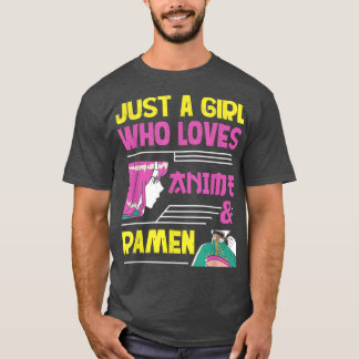 アニメやラーメンを愛する女10代のの子 Tシャツ