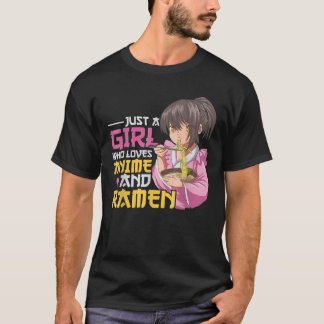 アニメやラーメン食が大好きな女日本のの子 Tシャツ