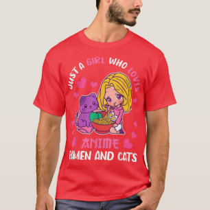 アニメやラーメン、猫が大好きな女の子だけ – E-Gi Tシャツ