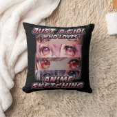 アニメや日本をスケッチするのが大好きな女の子An クッション (ブランケット)