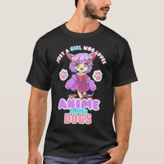 アニメや犬を愛する女の子Wマンガ Tシャツ