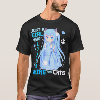アニメや猫かわいいが大好きな女おもしろいの子 Tシャツ
