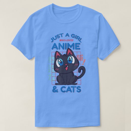 アニメや猫が大好きな女の子が日本の来る Tシャツ (デザイン正面)