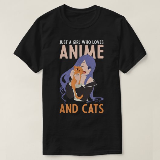 アニメや猫が好きな女の子だけでかわいい Tシャツ (デザイン正面)