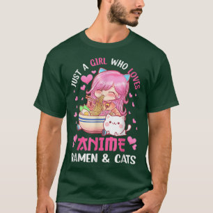 アニメや猫を愛する女の子かわいい Tシャツ