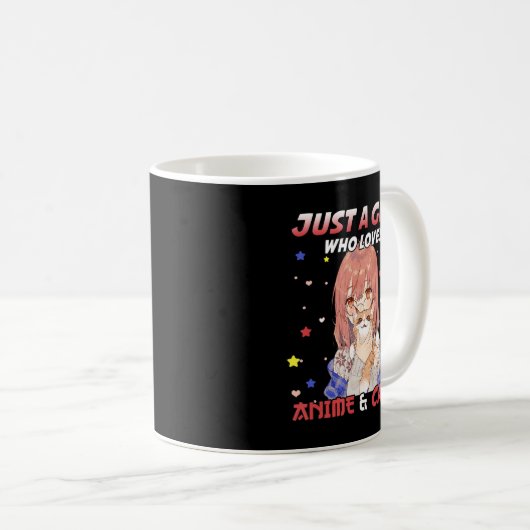 アニメや猫を愛する女の子がかわいいT コーヒーマグカップ (正面右)