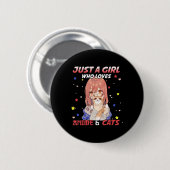 アニメや猫を愛する女の子がかわいいT 缶バッジ (正面&裏面)