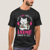 アニメや猫を愛する女の子 Tシャツ (正面)