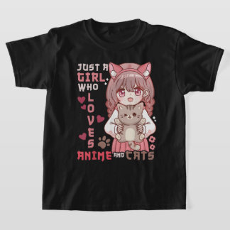 アニメや猫を愛する少女に過ぎないアニメ猫好き Tシャツ