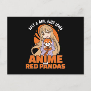 アニメや赤いパンダのかわいいが大好きな女の子 ポストカード