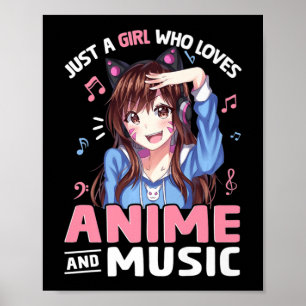 アニメや音楽アニメが大好きな女の子 ポスター