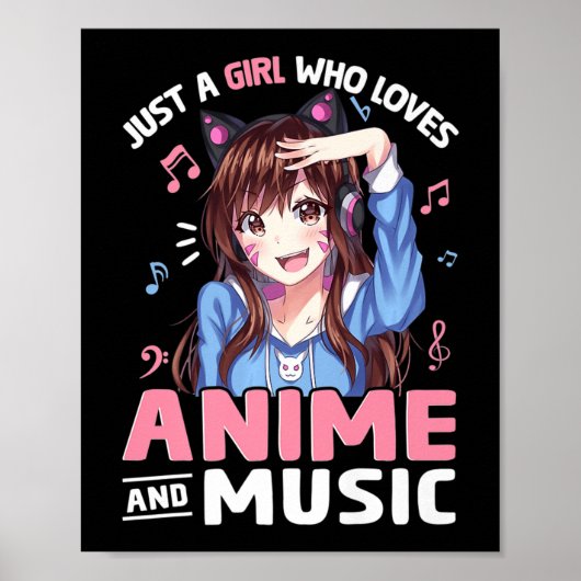 アニメや音楽アニメが大好きな女の子 ポスター (正面)
