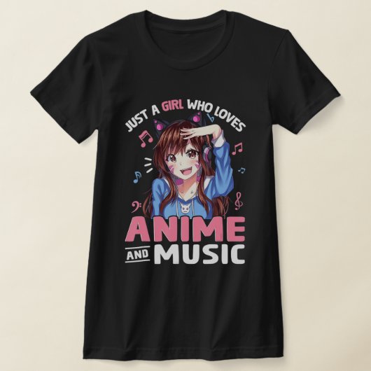 アニメや音楽アニメを愛する女の子だけの女性 Tシャツ (レイダウン)