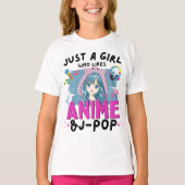 アニメやJガールが好きな女ポップ・アートのの10代の子 Tシャツ (正面)